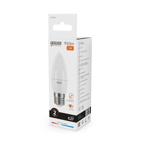 Лампа светодиодная Gauss E27 12W 3000K матовая 30212
