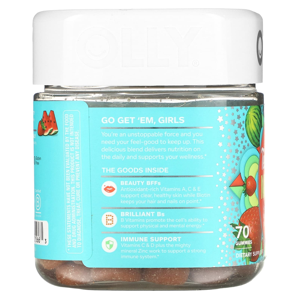 OLLY, мультивитамины для подростков, со вкусом ягод и арбуза, 70 жевательных таблеток