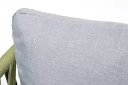 "Диего" диван 2-местный плетеный из роупа, каркас алюминий светло-серый (RAL7035) муар, роуп салатовый меланж круглый, ткань светло-серая