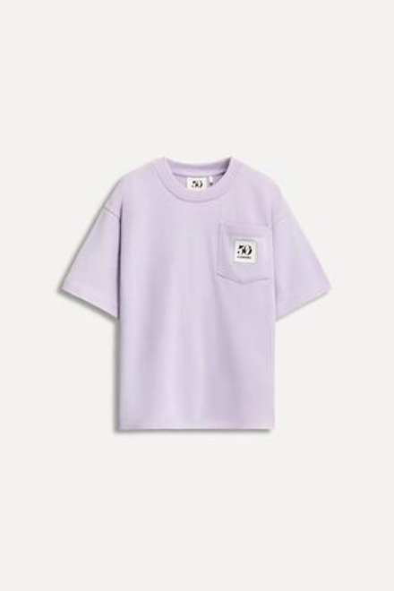 ZARA ФУТБОЛКА С КАРМАНОМ И ЭТИКЕТКОЙ 50TH ANNIVERSARY, СИРЕНЕВЫЙ