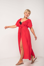 Платье длинное летнее пляжное легкое с запахом и разрезами для отдыха на море и в городе