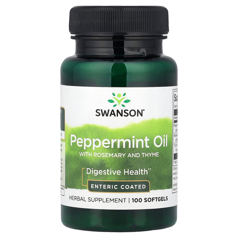 Swanson Vitamins, масло перечной мяты, розмарина и чабреца, 100 капсул