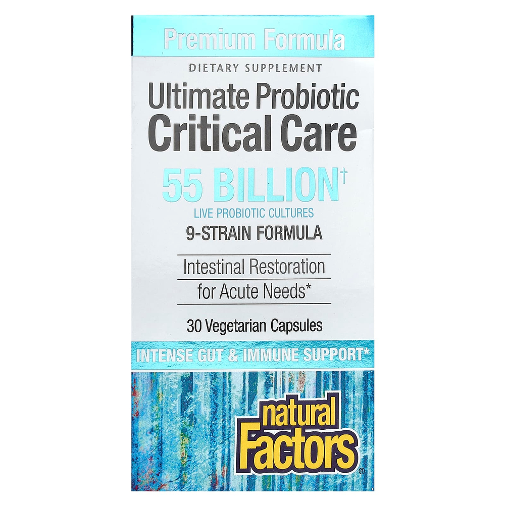 Natural Factors, Ultimate Probiotic, критический уход, 55 млрд КОЕ, 30 вегетарианских капсул