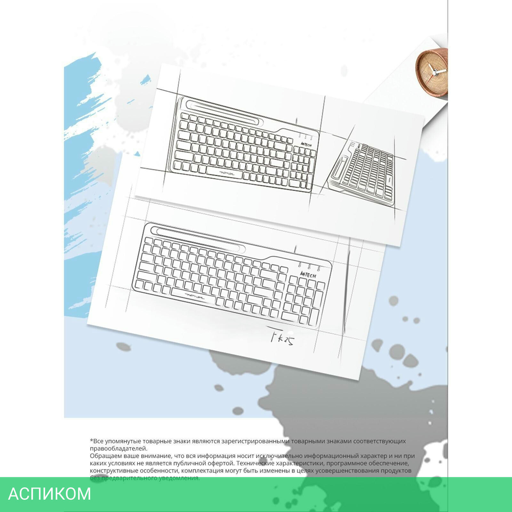 Клавиатура A4Tech Fstyler USB slim White белый/серый (FK25)