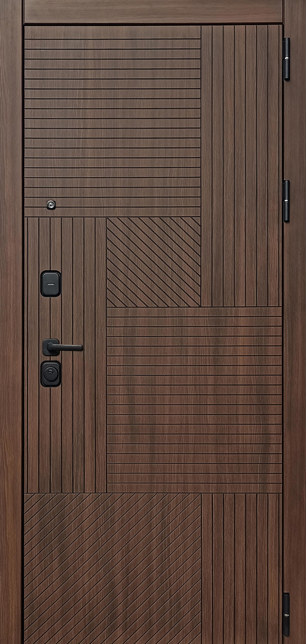 Дверь входная Браун  белый/орех