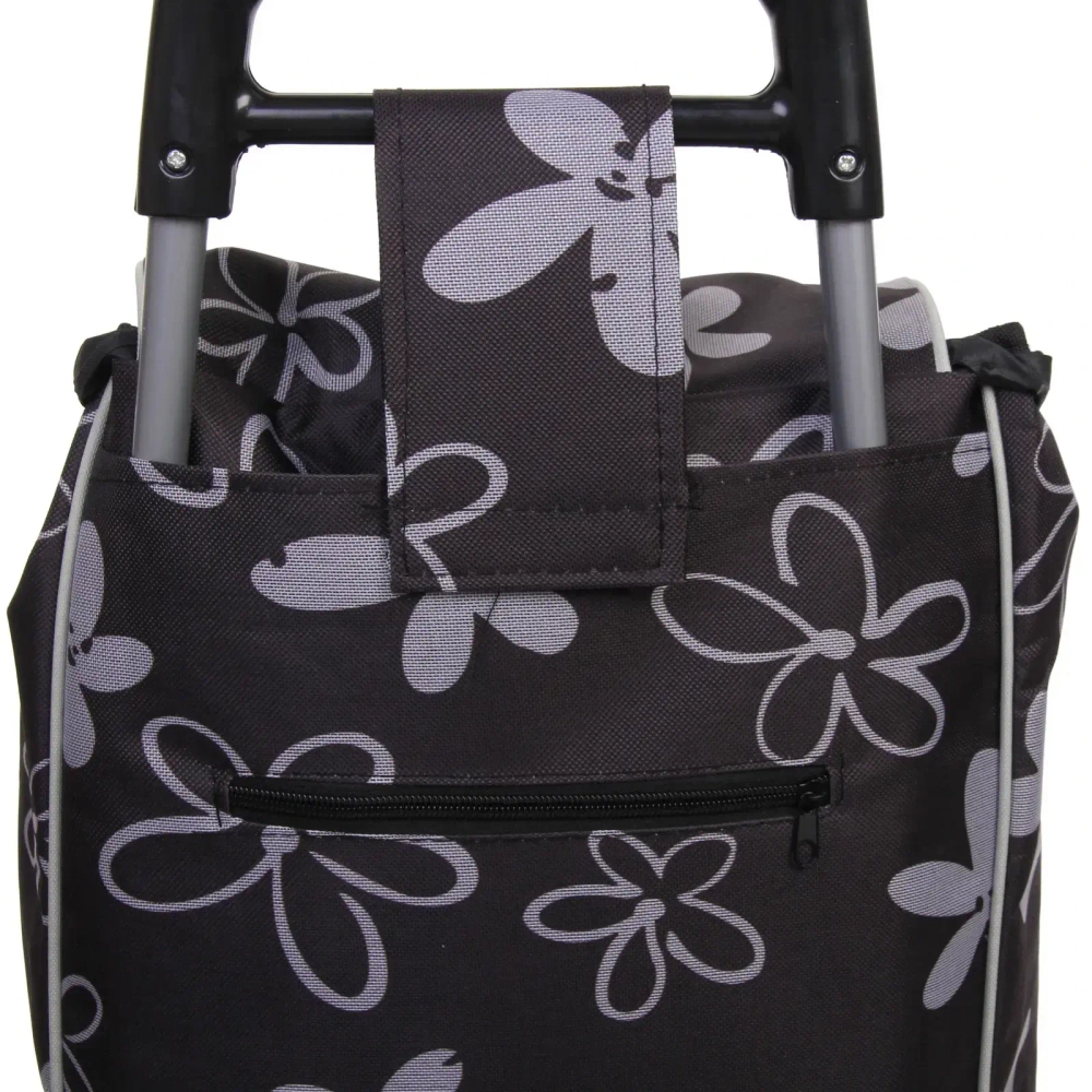 Тележка хозяйственная с сумкой (93*30*34см, колеса 16см,грузоподъемность до 30 кг) Черная