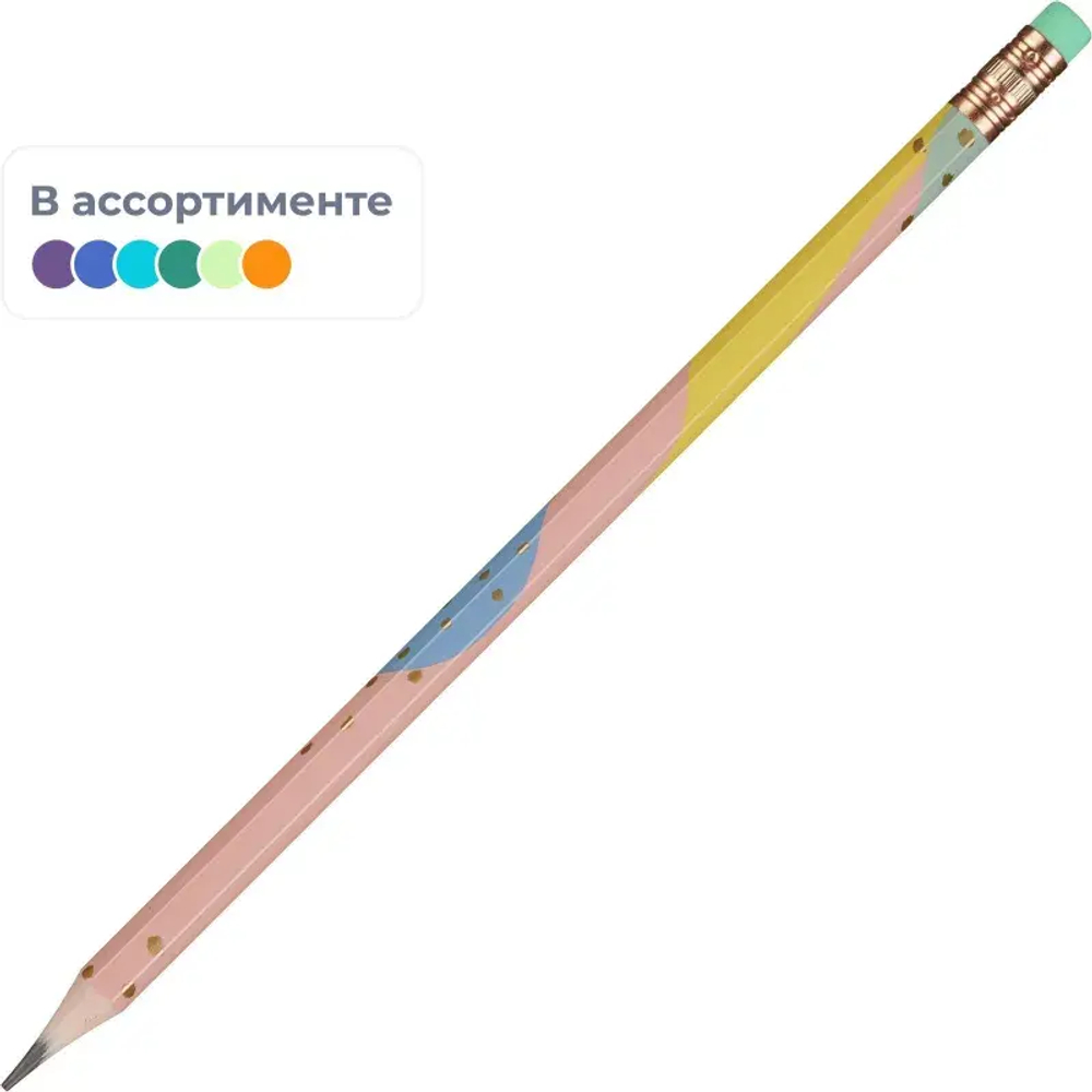Карандаш чернографитный Deli Macaron EU54800 HB шестигр., корпус в ассорт