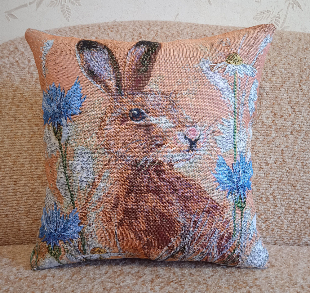 Декоративный гобеленовый чехол для интерьерной подушки Василек 38*38