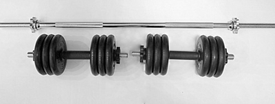 Комплект 2 гантели и гриф прямой общий вес 40 кг
