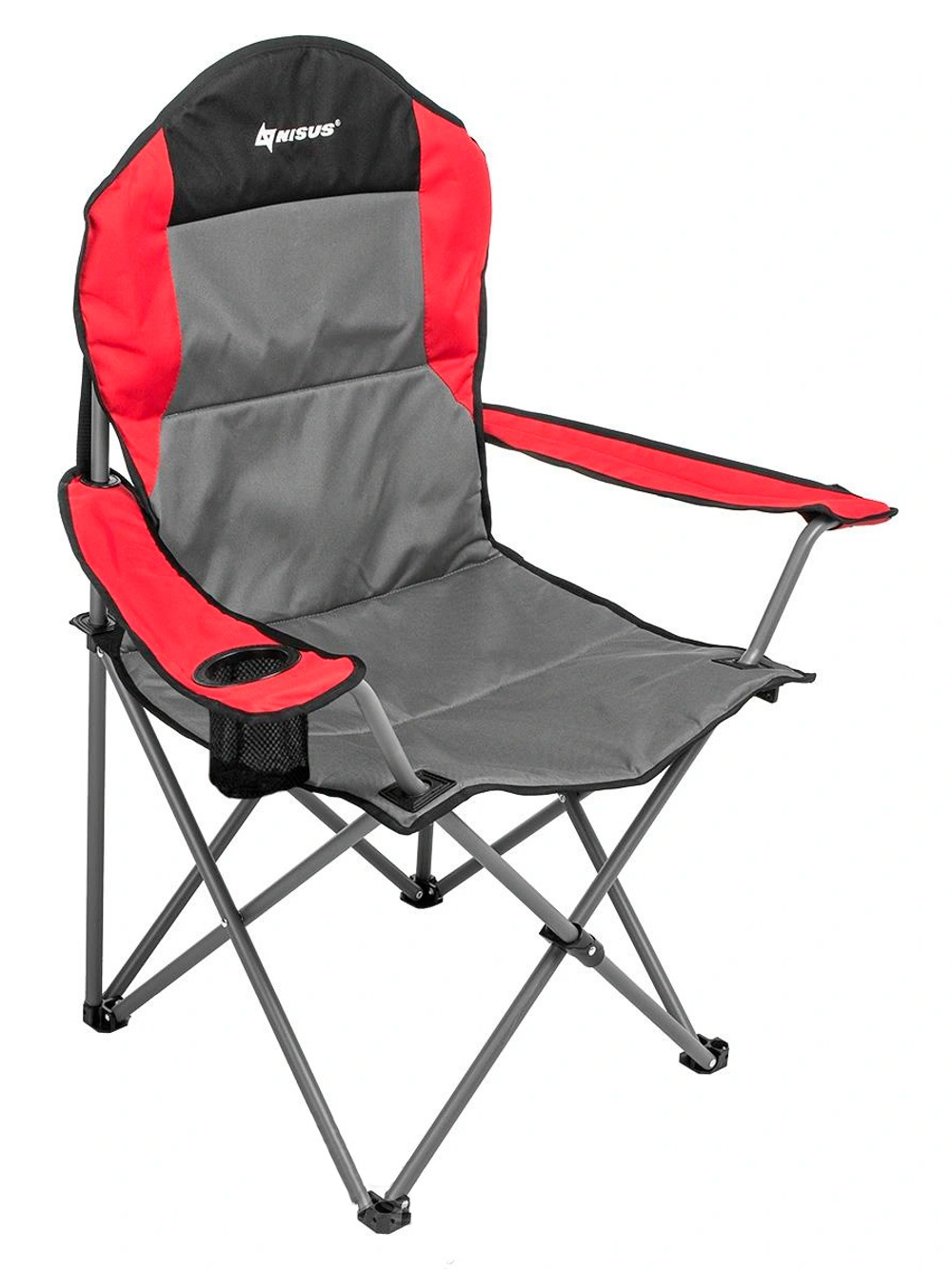 Кресло складное Nisus серый/красный/черный (N-244-GRD-1)