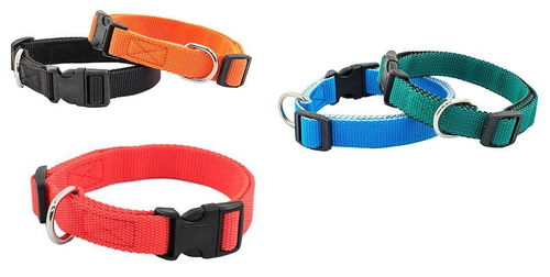 Ошейник капроновый для кошек и собак цветной красный плотный 15 мм обхват шеи 25-40 см.
