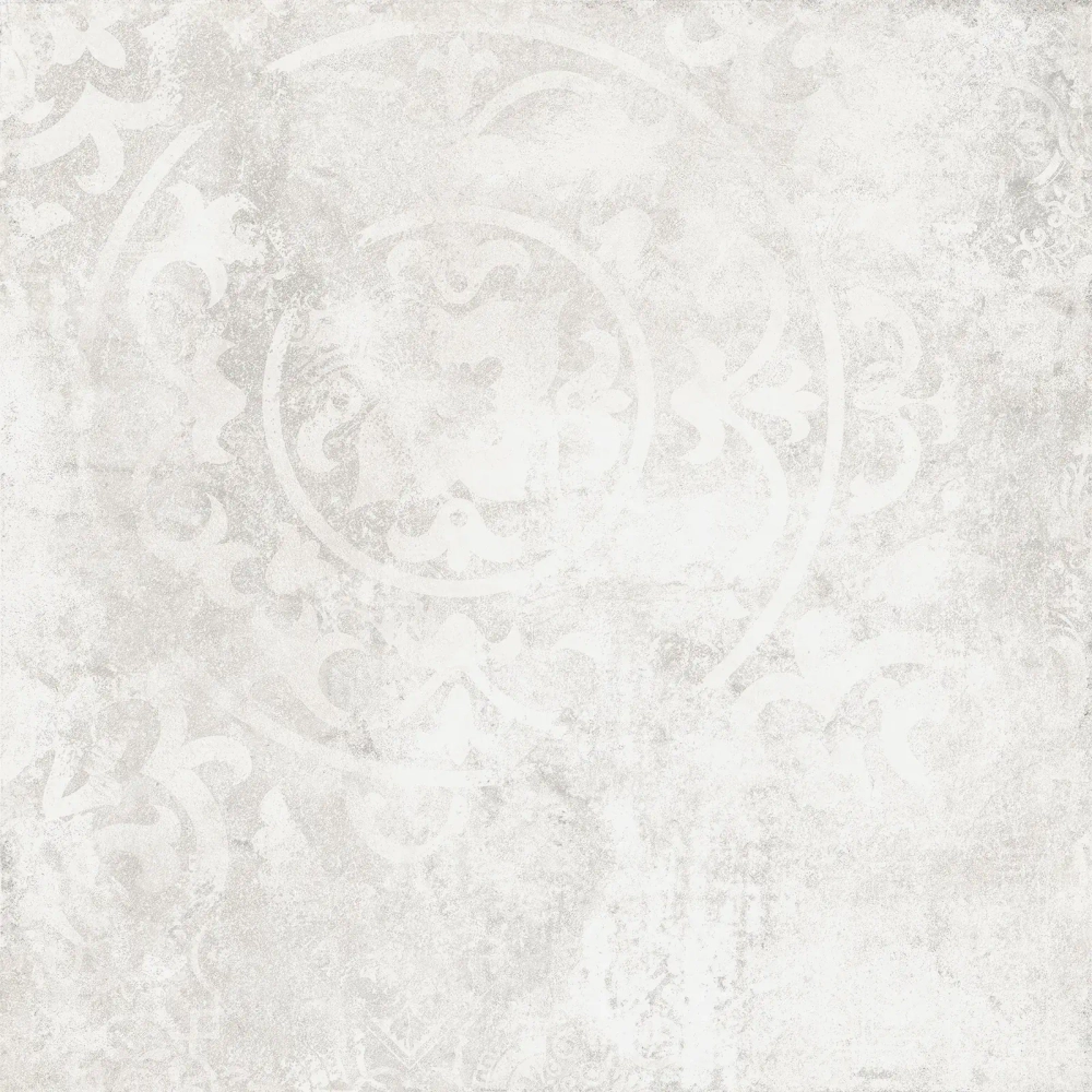 Керамогранит Alma Ceramica GFU6060TTM17R Totem 60x60 белый / серый светлый глазурованный матовый / противоскользящий под бетон / с орнаментом