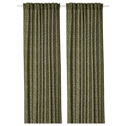 IKEA TRYSTÄVMAL  (ИКЕА ТРЙСТÄВМАЛ)  -  Штора, 2 шт, на ленте/зеленая/белая, 145x300 см
