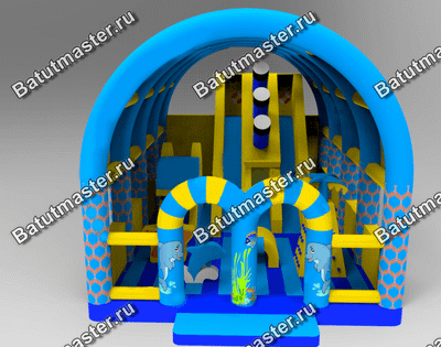 Надувной батут "Морской бриз с крышей"