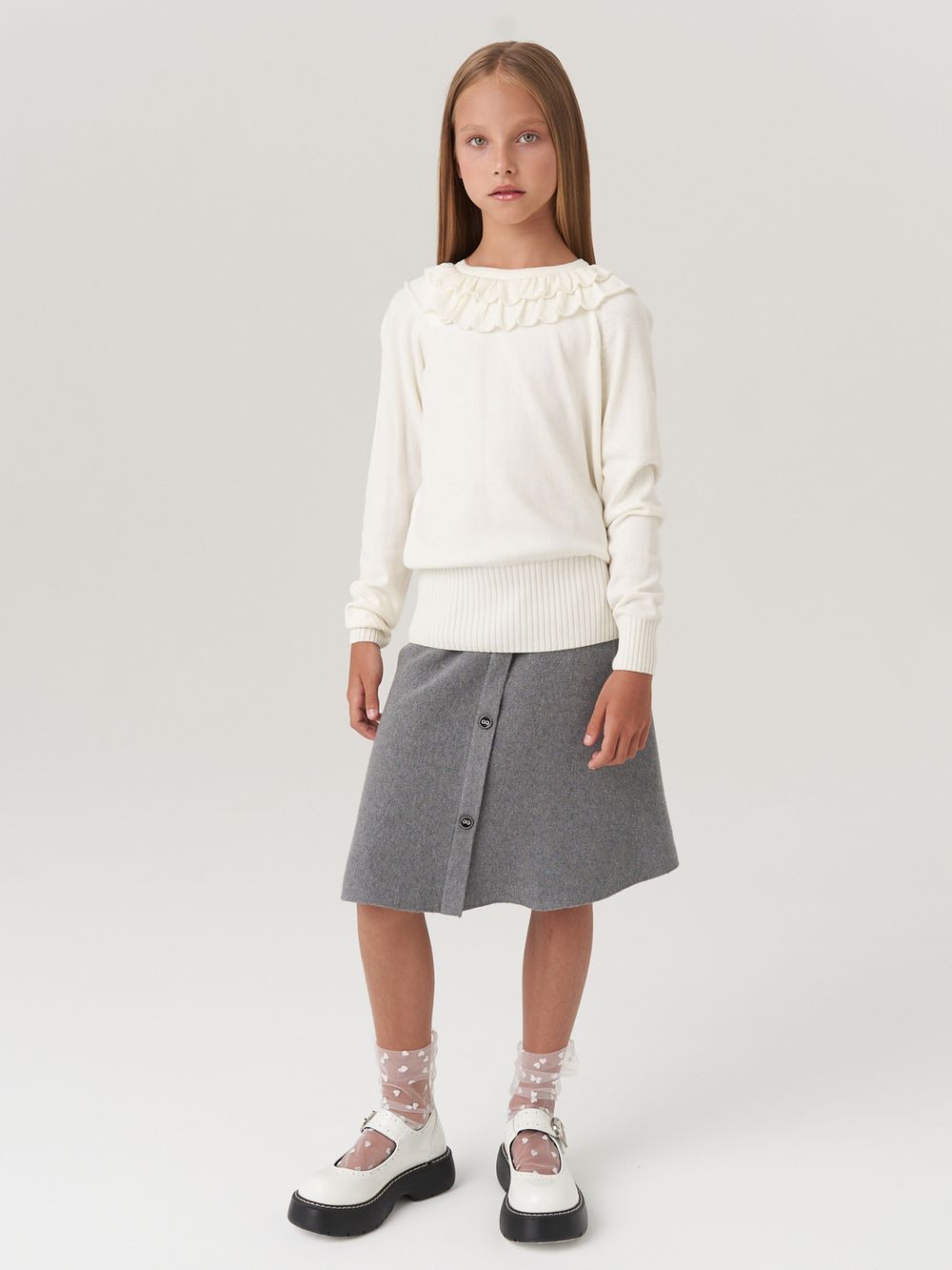 Джемпер школьный для девочки AT997  молочный