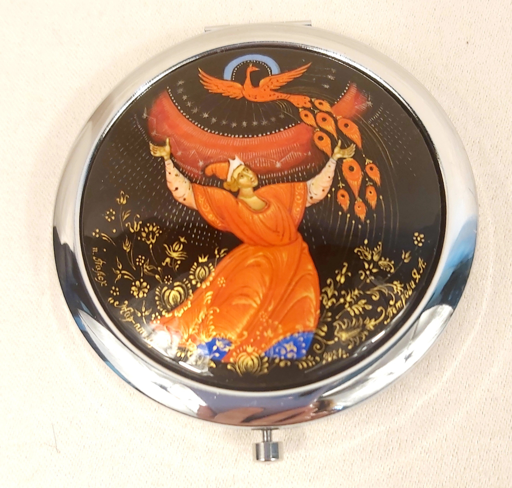 Ручное зеркало "Жар-птица"  (худ. роспись Палех)