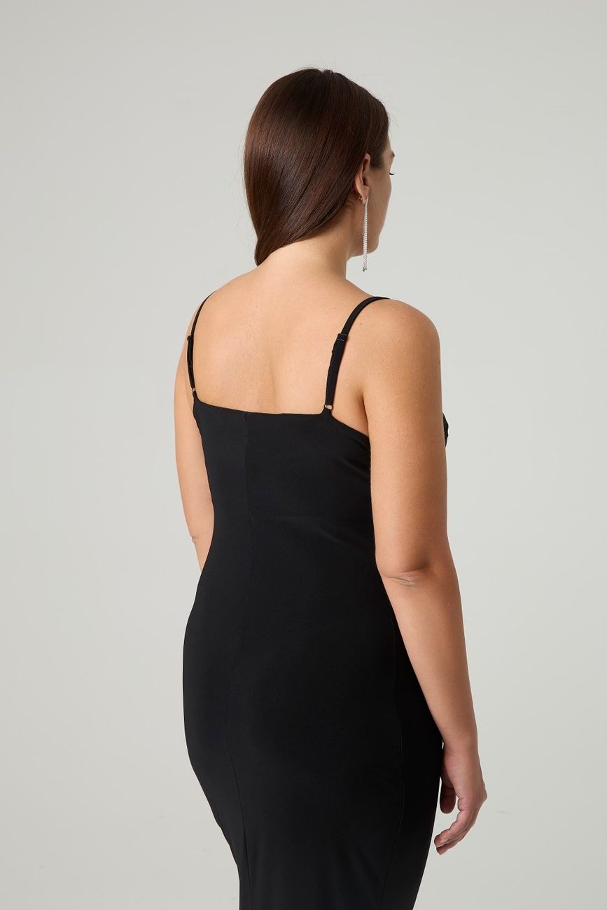 Платье-комбинация из трикотажа, черный