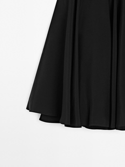 Massimo Dutti Короткая юбка с воланами и струящейся отделкой-Limited Edition, черный