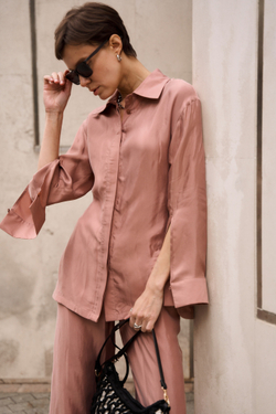 Костюм пижамный из итальянской вискозной ткани пепельно-розовый