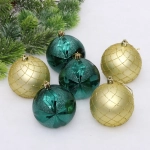 Новогодние шары «Снежный вальс» 8 см (набор 6 шт), Изумруд/Золото
