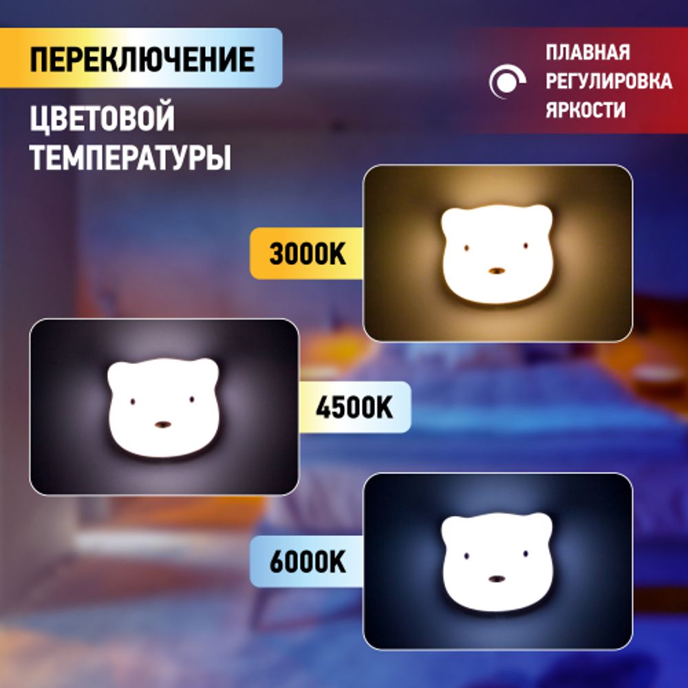 Ночник - светильник светодиодный ЭРА NLED-465-1W-W настенный аккумуляторный белый | Ночники