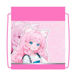 Сумка д/сменной обуви, ткань, с карманом "Девочка-кошка" (Пчелка)