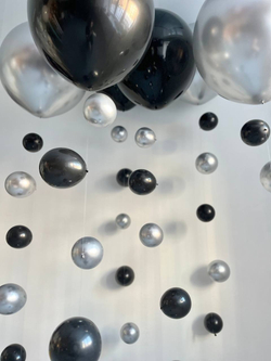 Воздушные шары черные и серебро " Пузыри " №2910