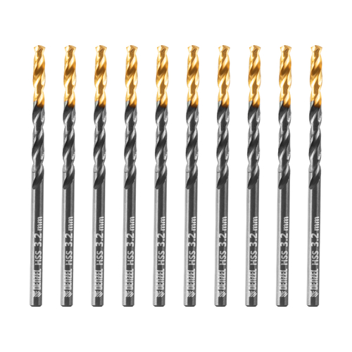 Сверло по металлу, 3,2 мм, HSS-Tin, Golden Tip, 10 шт. Denzel