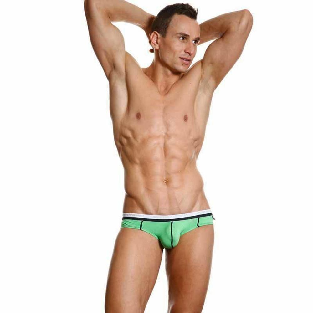 Мужские трусы брифы зеленые Andrew Christian V Slim Holiday Brief Green