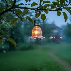 USL-S-838-PT100 PINK BELL Садовый светильник на солнечной батарее Розовый колокольчик. Подвесной. 4 светодиода. Теплый белый свет. 1xАА Ni-Mh аккумулятор в-к. IP44. TM Uniel