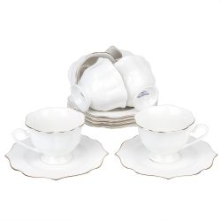 Набор 12пр. " " (6 персон) v=160мл с золотой окантовкой (фарфор) (подарочная упаковка)