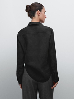 Massimo Dutti Рубашка из струящегося 100% льна, черный