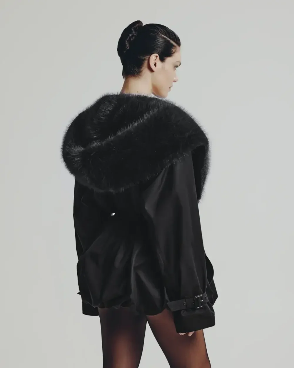 Куртка с мехом, Черный