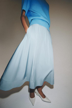ZARA ЮБКА МИДИ-КЛЕШ — ZW COLLECTION, ГОЛУБОЙ