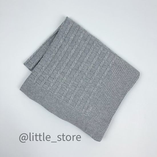 Плед вязаный С косами, Серый