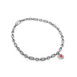 Латунная цепочка с Красным сердцем, silver