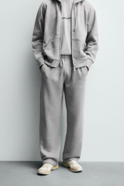 ZARA БРЮКИ-ДЖОГГЕРЫ СТАНДАРТНОЙ ПОСАДКИ, СЕРЫЙ МЕЛАНЖ