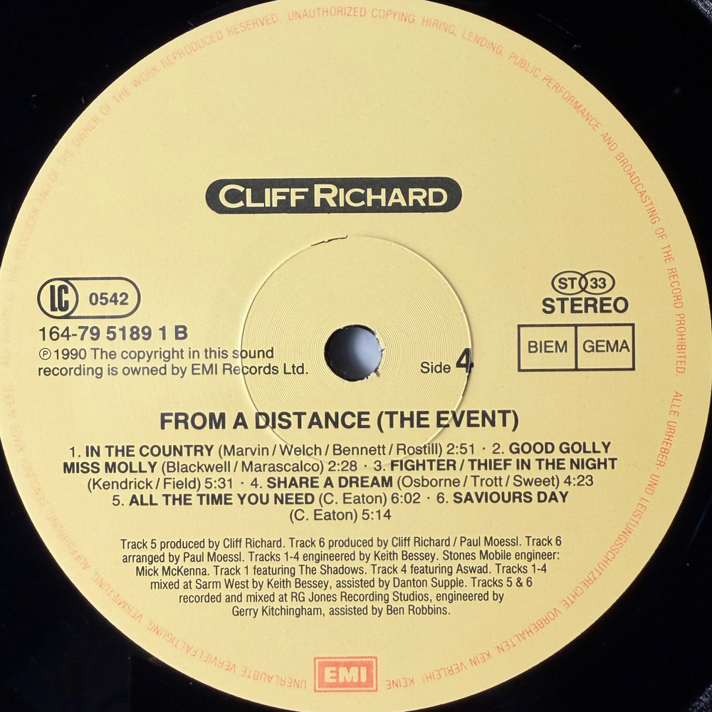 Cliff Richard ‎– From A Distance - The Event 2LP (Европа 1990г.)