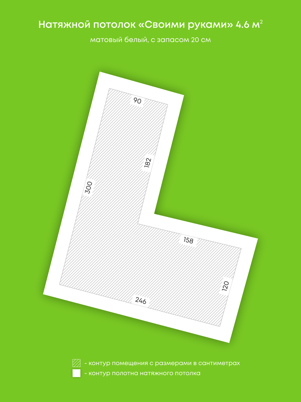 Матовый натяжной потолок 4.6 м2
