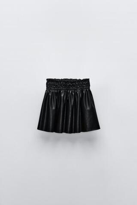 ZARA ЭЛАСТИЧНАЯ ЮБКА ИЗ ИСКУССТВЕННОЙ КОЖИ, ЧЕРНЫЙ
