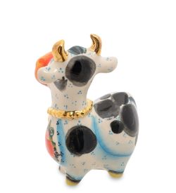 ГЛ- 445 Фигурка «Корова с колокольчиком» цв. золото (Гжельский фарфор)