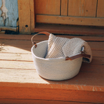 Корзина для хранения ручного плетения, хлопок 33х33х16 см, цвет серый