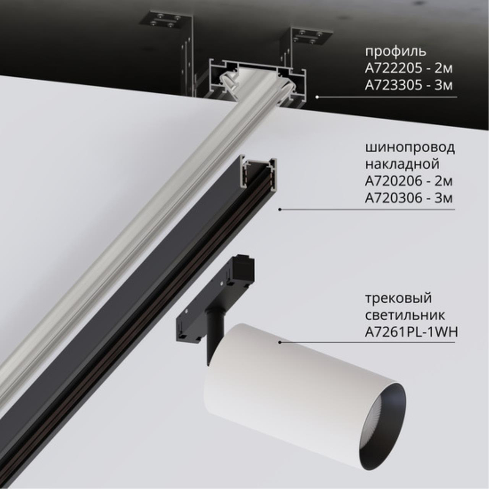 Профиль для монтажа накладного шинопровода Arte Lamp OPTIMA-ACCESSORIES A722205 2м