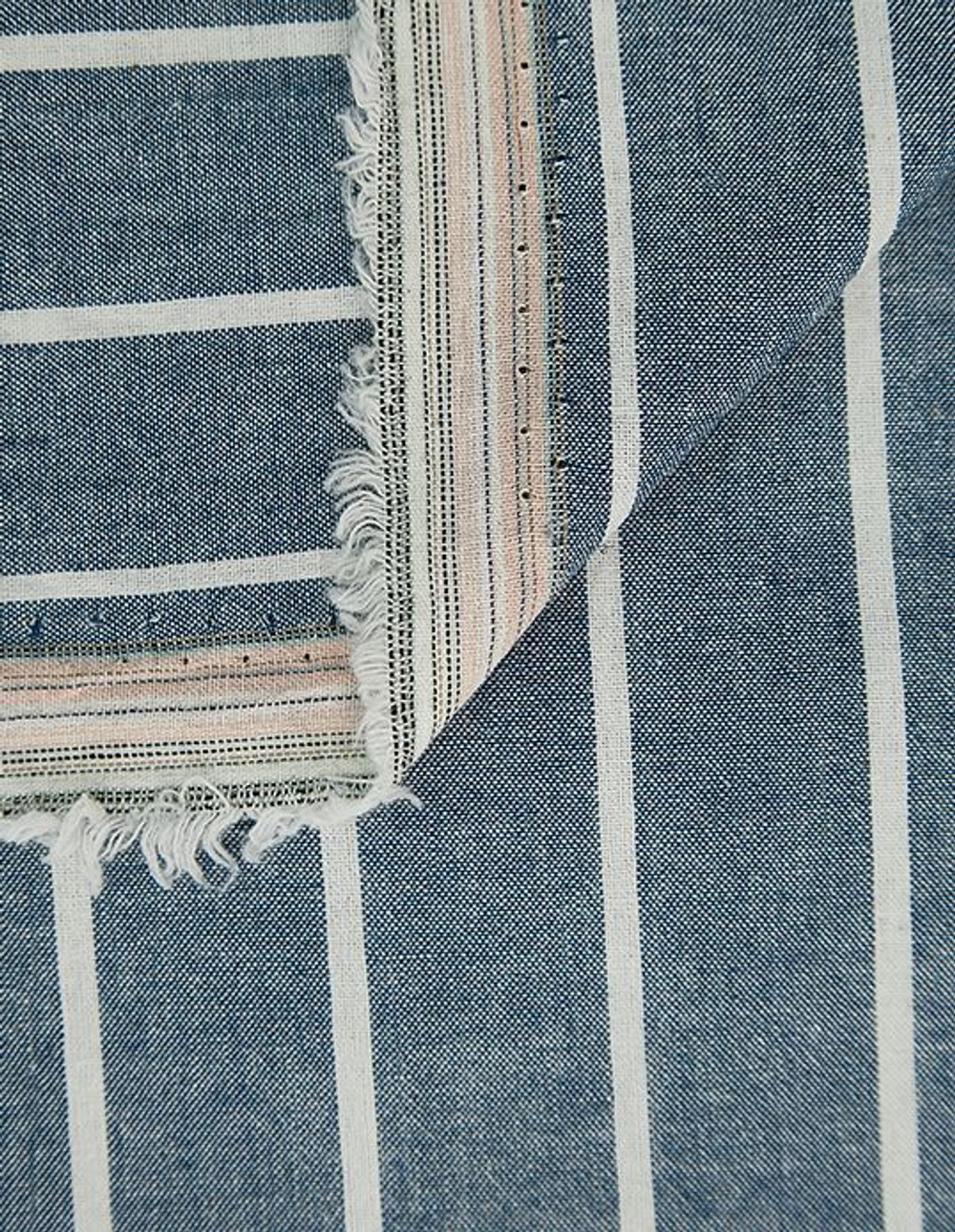 Вареный хлопок 110 гр/м2, ш. 240 см, джинс полоска