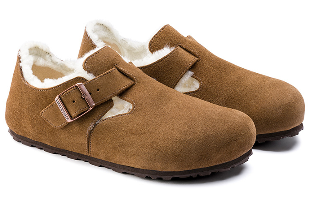 Birkenstock London Shearling Suede Leather Narrow Fit "Tea"