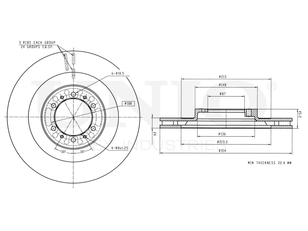 Диск тормозной передний UNIO BRD-20226