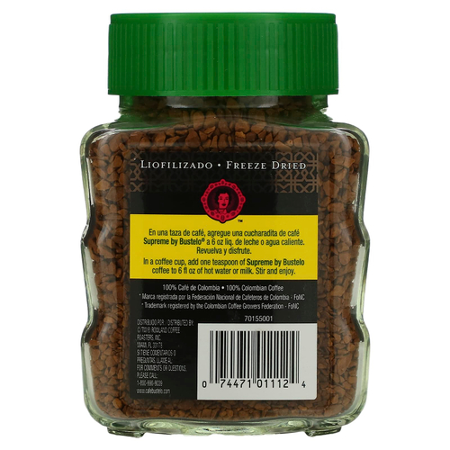 Café Bustelo, Supreme by Bustelo, растворимый кофе, сублимированный, без кофеина, 100 г (3,52 унции)