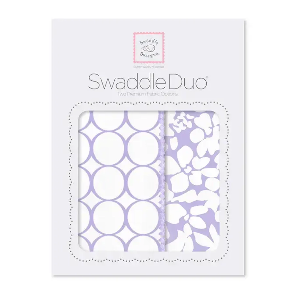 SwaddleDesigns Набор пеленок SwaddleDuo - Lavender Mod Circles + Lush Botanical Lavender