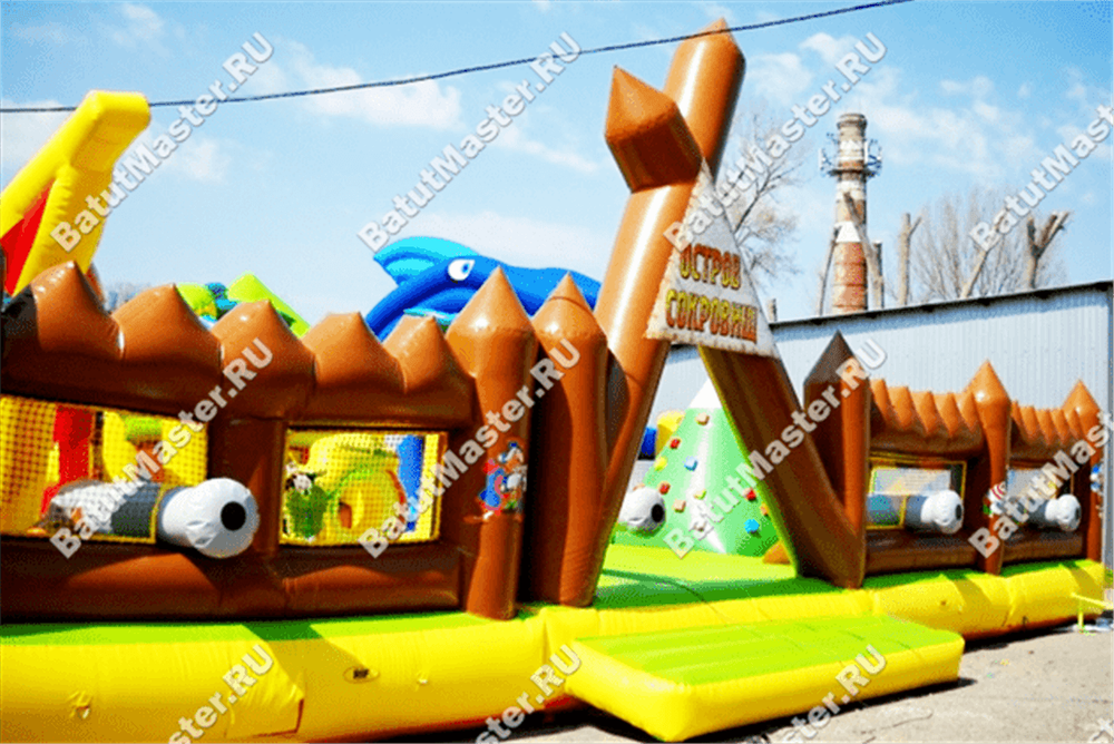 Большой надувной батут "Говорящая акула" 14*10*6 м