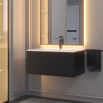 Тумба с раковиной для ванной Uperwood Parma Premium подвесная 75 см, черная